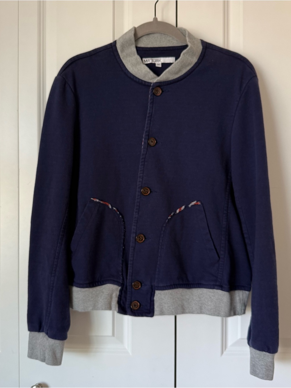 MR TURK Navy Bomber Jacket with Grey Trim